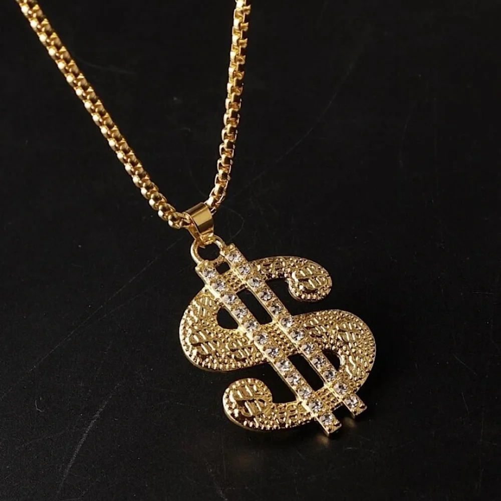 Gold Plated Dollar Symbol Charm Necklace - Picture 2 of 5